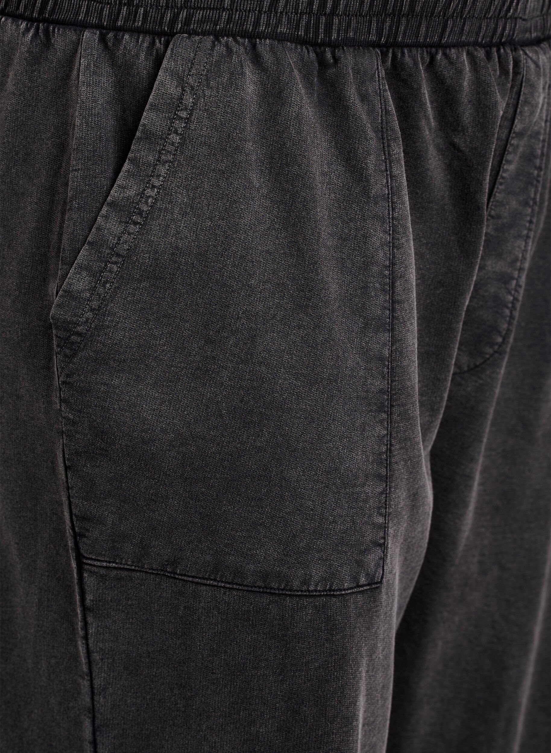 Zizzi Sweatpants met wijde pijpen en gewassen effect, Grijs, Packshot image number 2