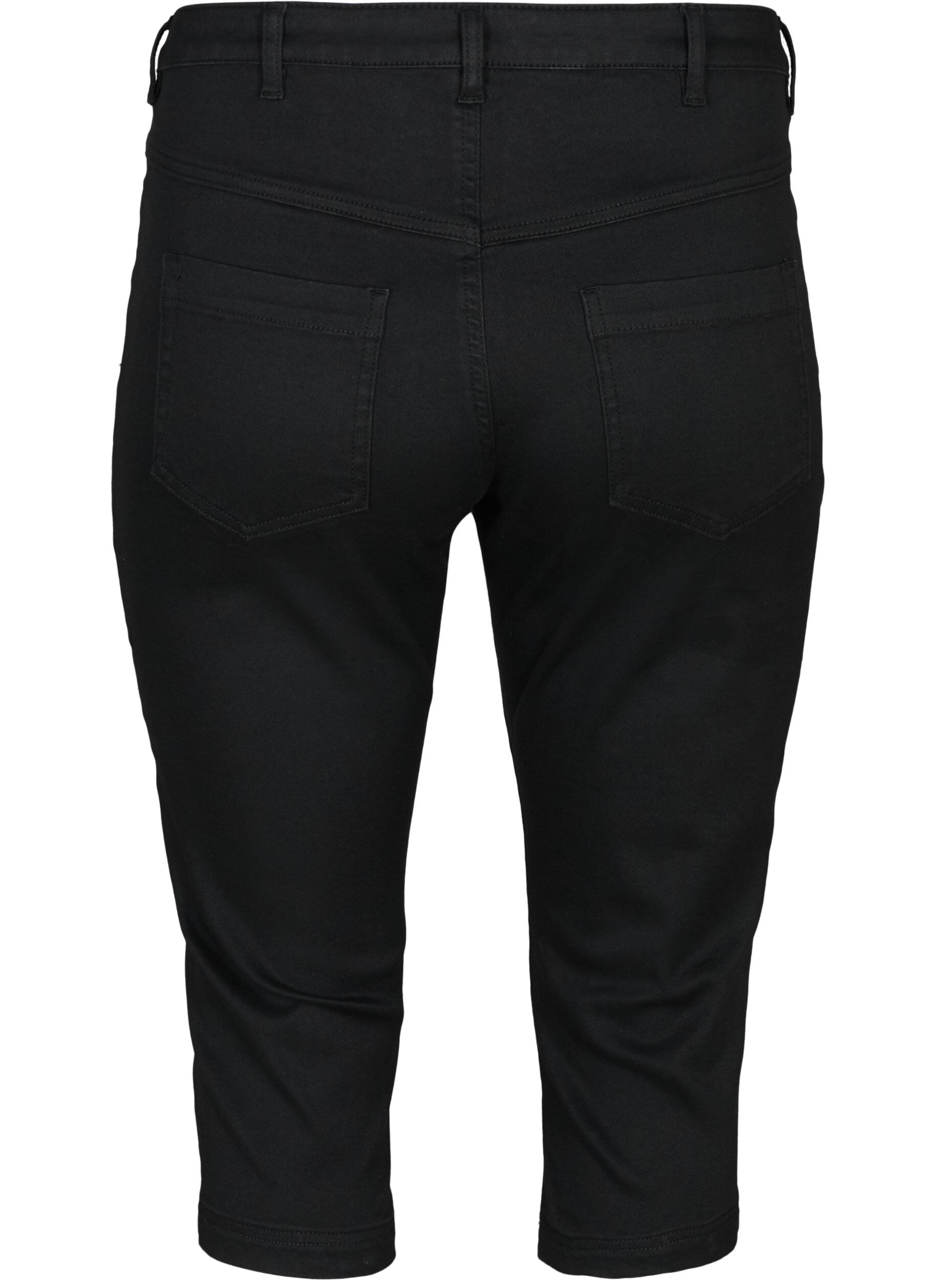 Zizzi Amy capri jeans met hoge taille en super strakke pasvorm, Zwart, Packshot image number 1