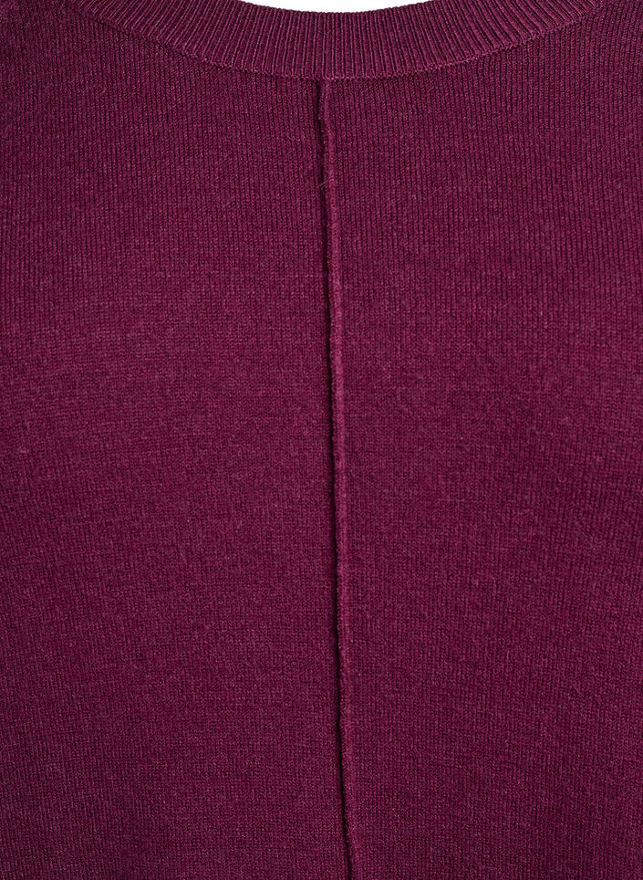 Korte gebreide jurk met raglanmouwen en een middennaad, Rood, Packshot image number 2