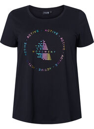 Sport-T-shirt met print, Black/Hologram logo