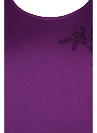 Viscose t-shirt met korte mouwen en bloemenprint, Grape Juice Flower, Packshot image number 2