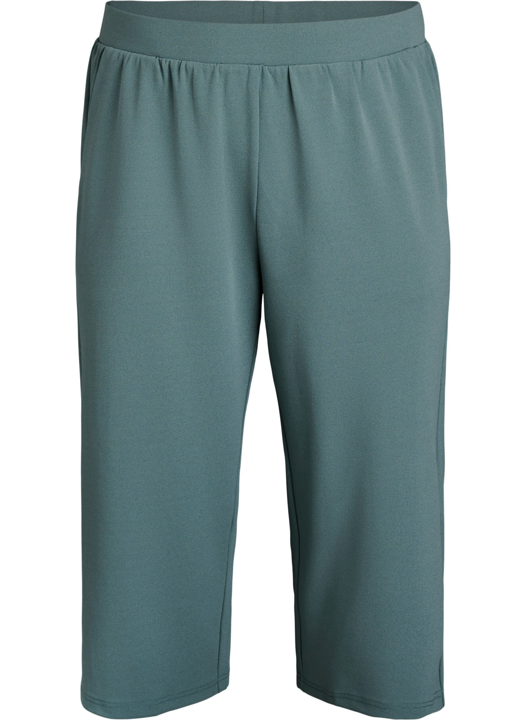 Zizzi Hoog getailleerde kniebroek met losse pasvorm, Groen, Packshot image number 0