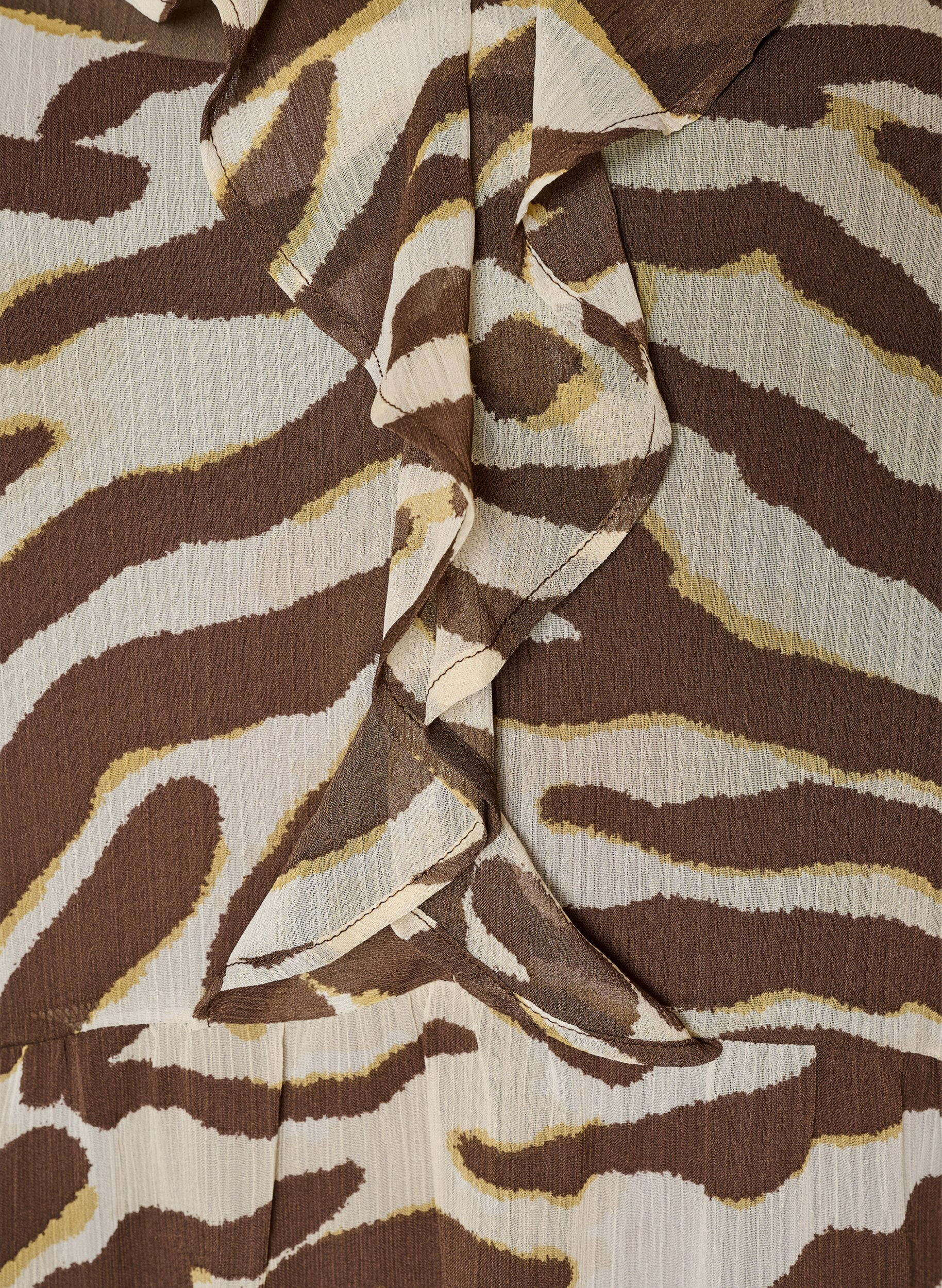 ZizziMidi-jurk met ruches en V-hals, Bruin, Packshot image number 2