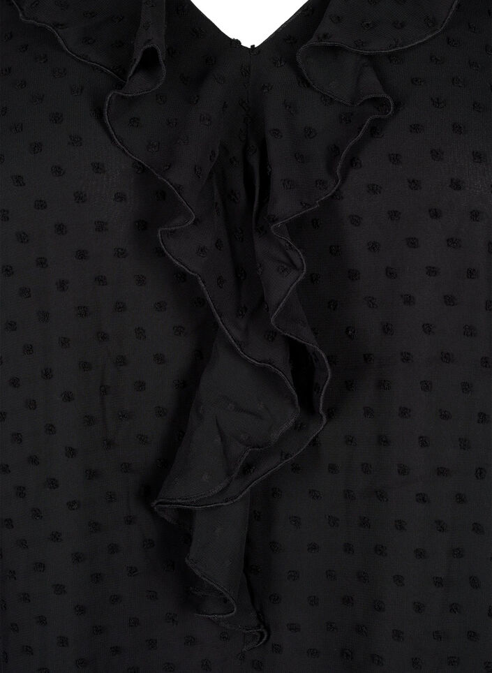 Tuniek met ruches en gestippelde textuur, Black, Packshot image number 2