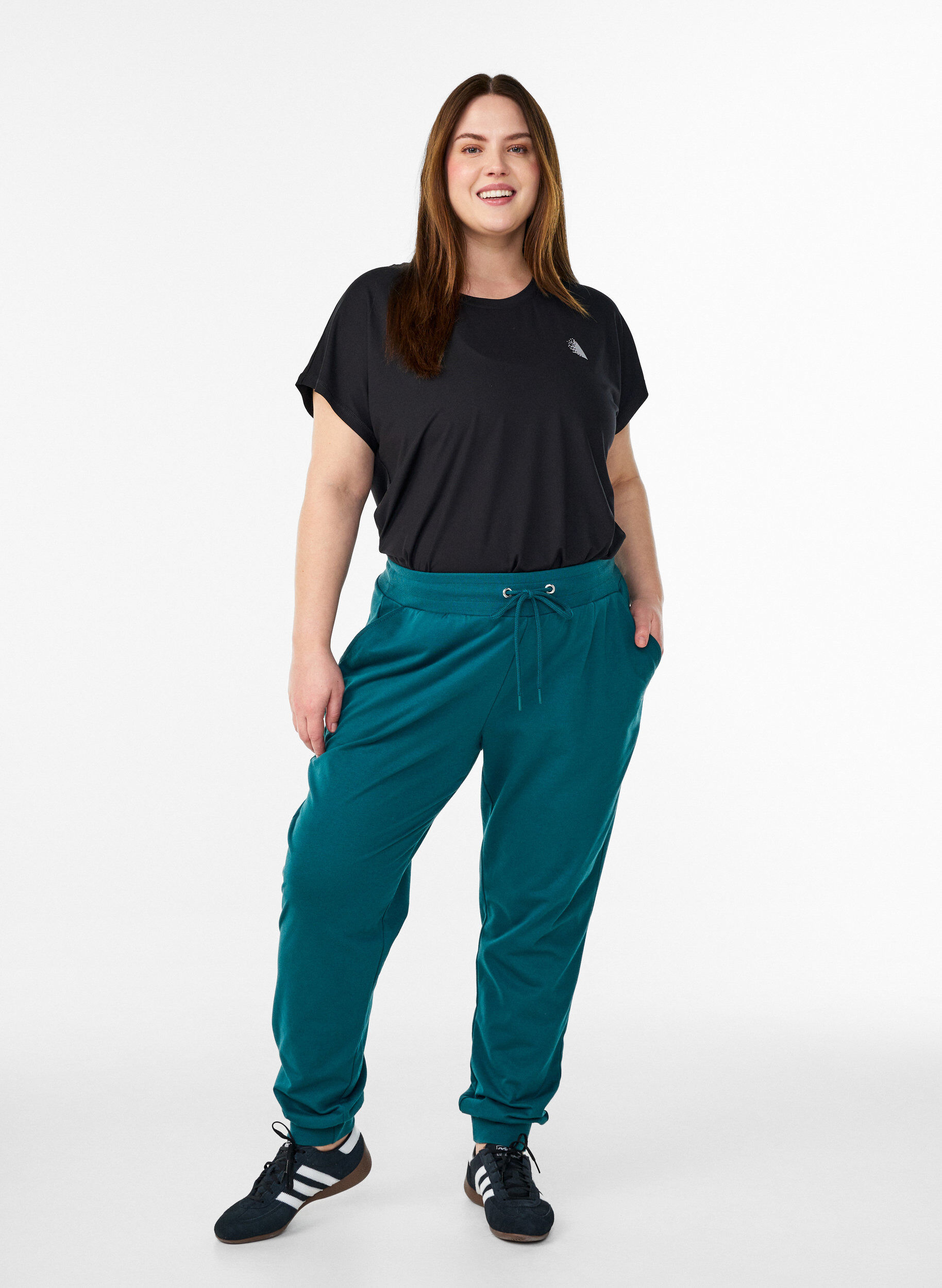 Zizzi Losse trainingsbroek met zakken, Groen, Model image number 1