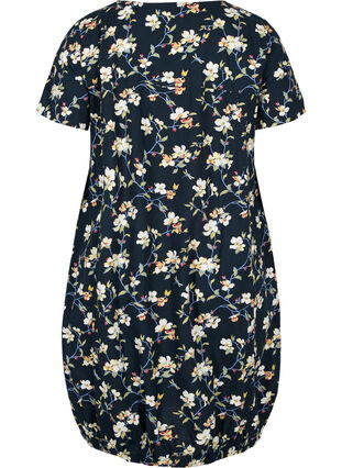 Katoenen jurk met korte mouwen en print, Vulcan Flower AOP, Packshot image number 1