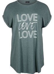 Nachtjapon met korte mouwen en tekstopdruk, 