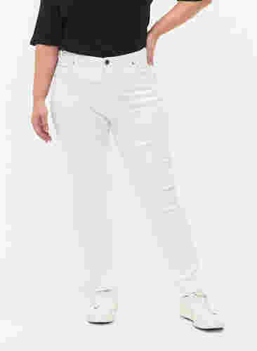 Slim fit Emily jeans met normale taille, White, Model image number 2