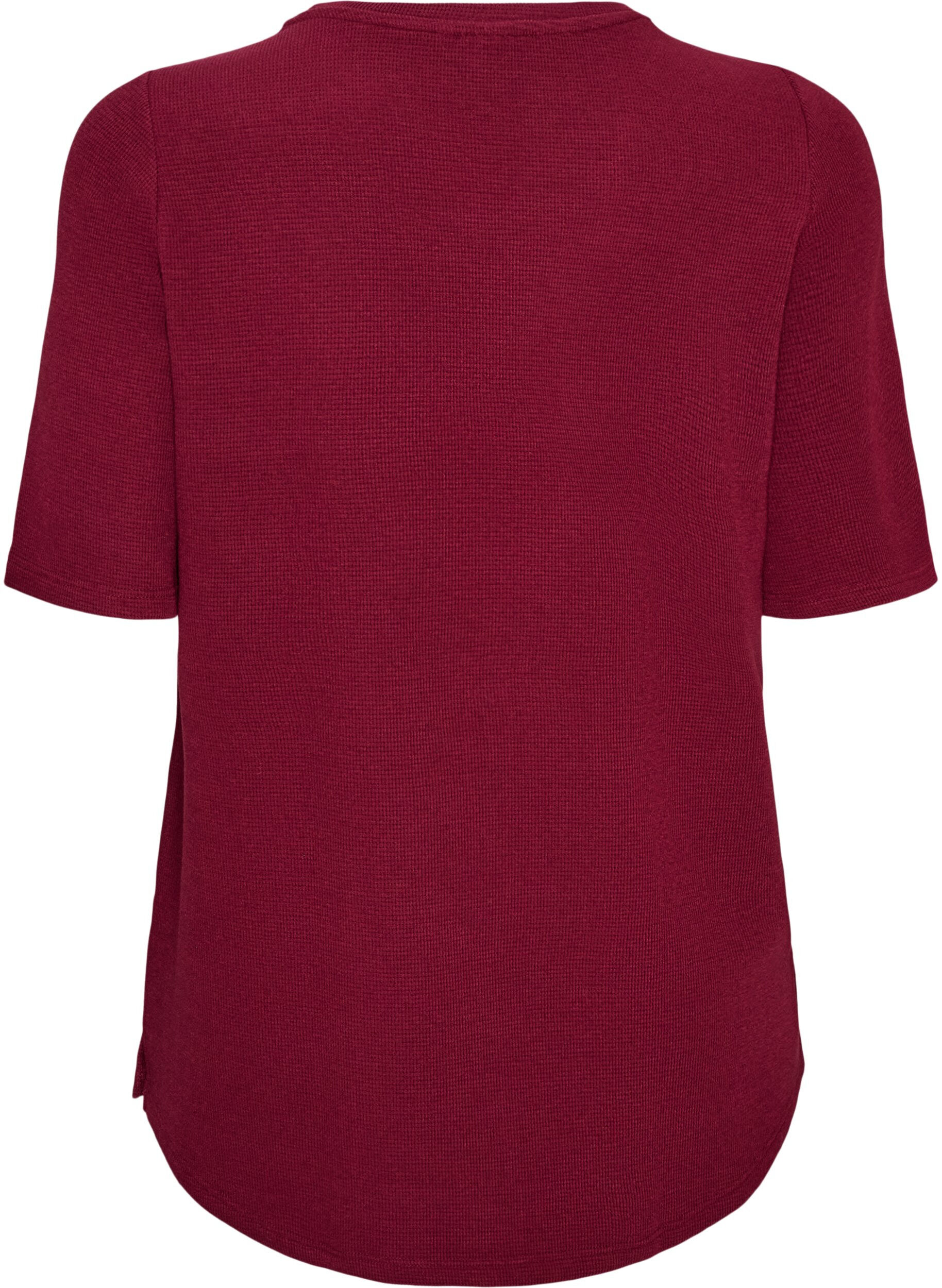 ZizziBlouse met een textuur met ellebooglengte mouwen, Rood, Packshot image number 1