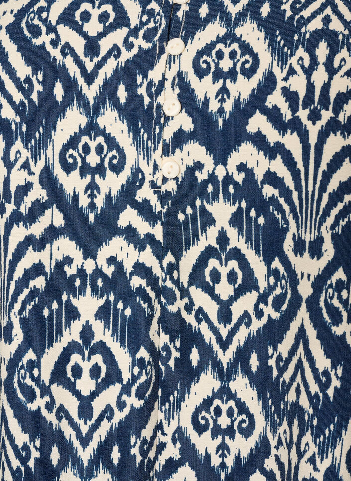 Jurk van viscose met patroon en lange mouwen, Blauw, Packshot image number 2