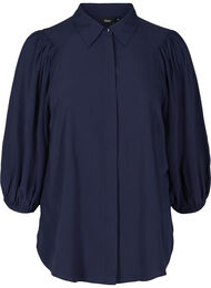 Viscose blouse met 3/4 pofmouwen, Navy Blazer