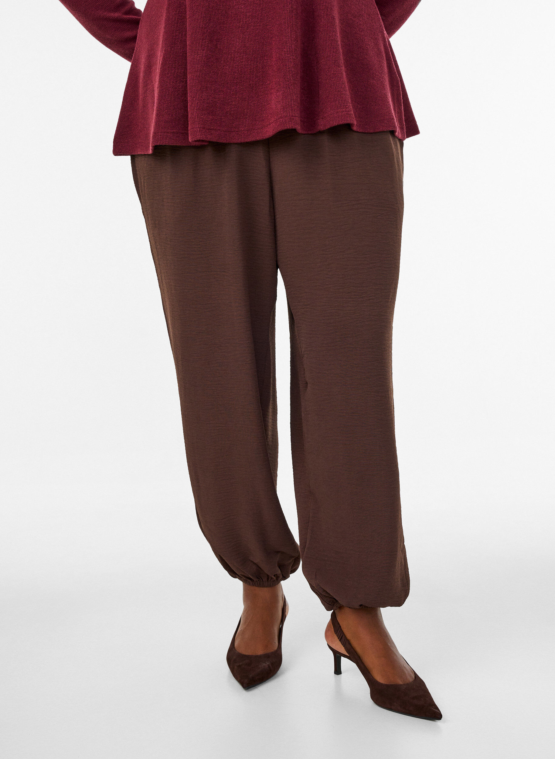 ZizziBallonbroek met hoge taille, Bruin, Model image number 2