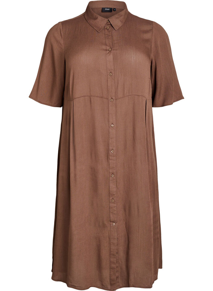 Midi shirtjurk met korte mouwen, Groen, Packshot image number 0