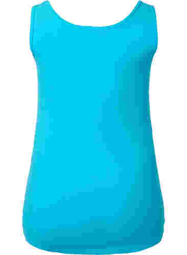 Effen gekleurd basic top in katoen, Blue Atoll, Packshot image number 1