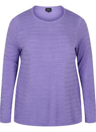 Gebreide top met gestructureerd patroon en ronde hals, Paisley Purple