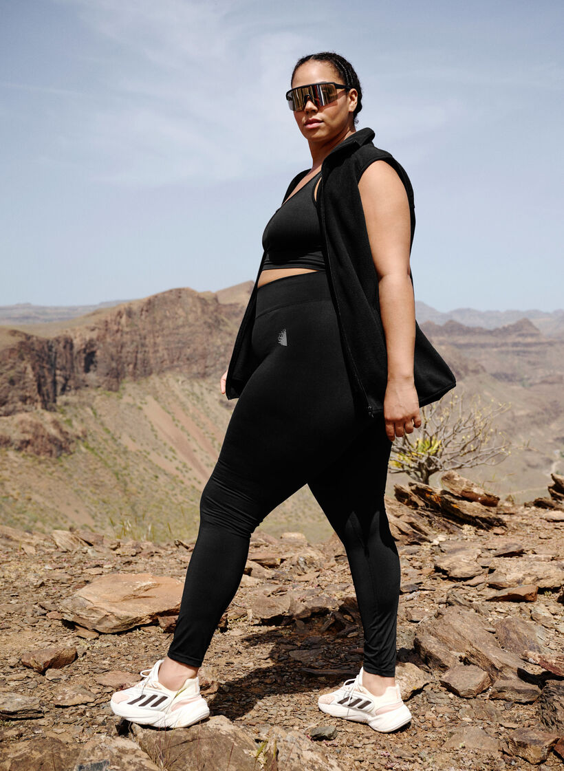 Gecropte basic workout leggings, Zwart, Image