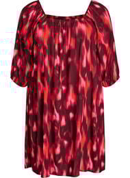 Strandjurk in viscose met print, Roze