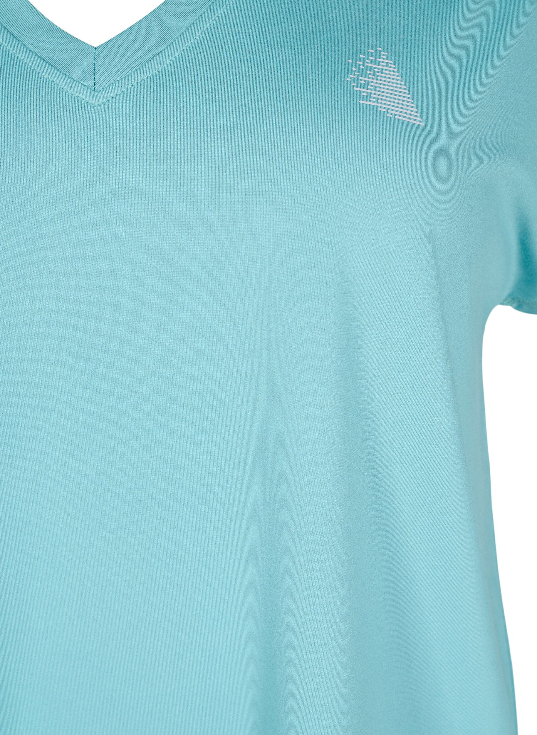 Zizzi Losse trainingsshirt met v-hals, Groen, Packshot image number 2