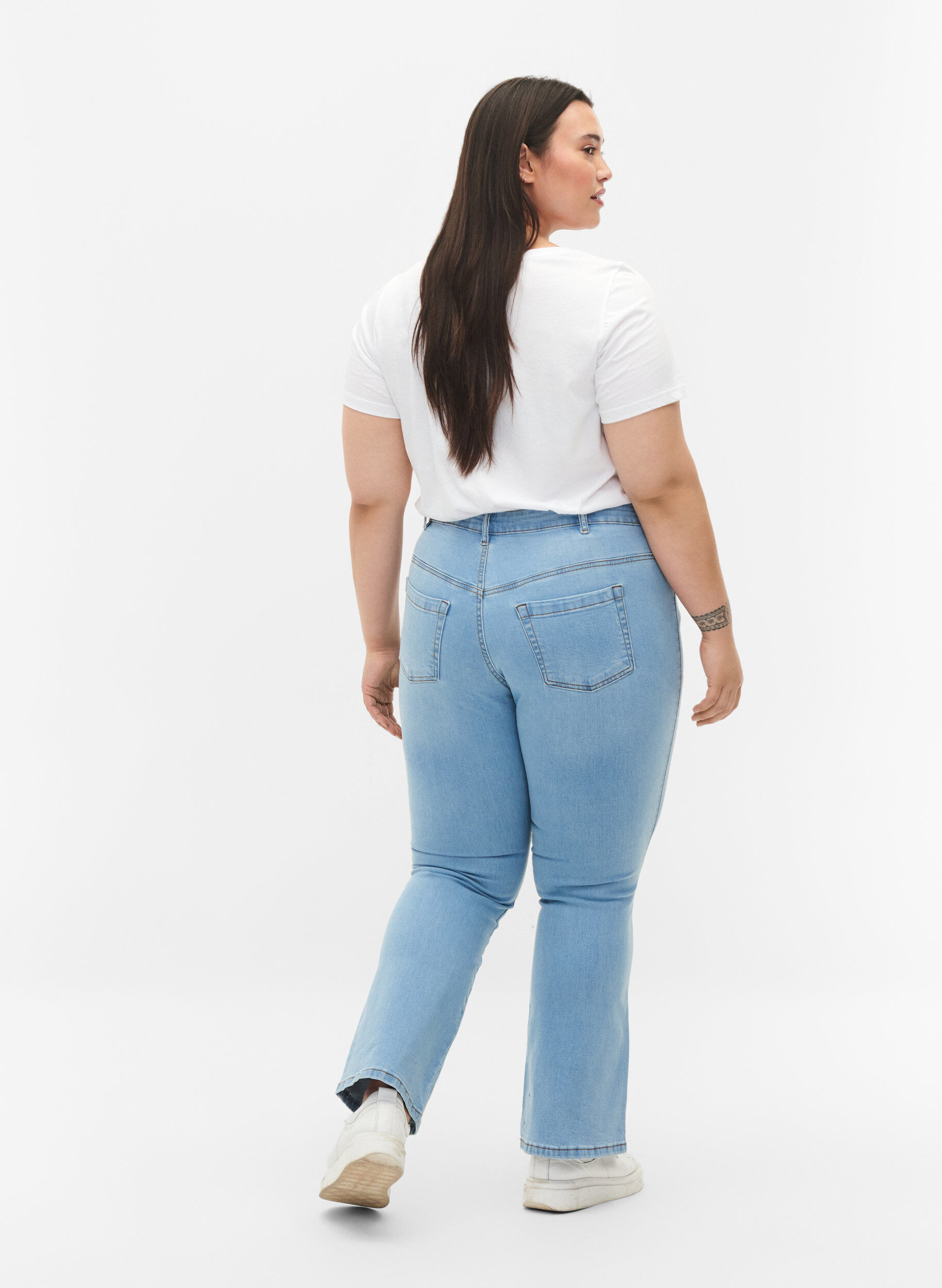 Zizzi Ellen bootcut jeans met hoge taille, Blauw, Model image number 1