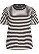 Gestreept T-shirt met geribbelde textuur, Zwart, Packshot image number 0