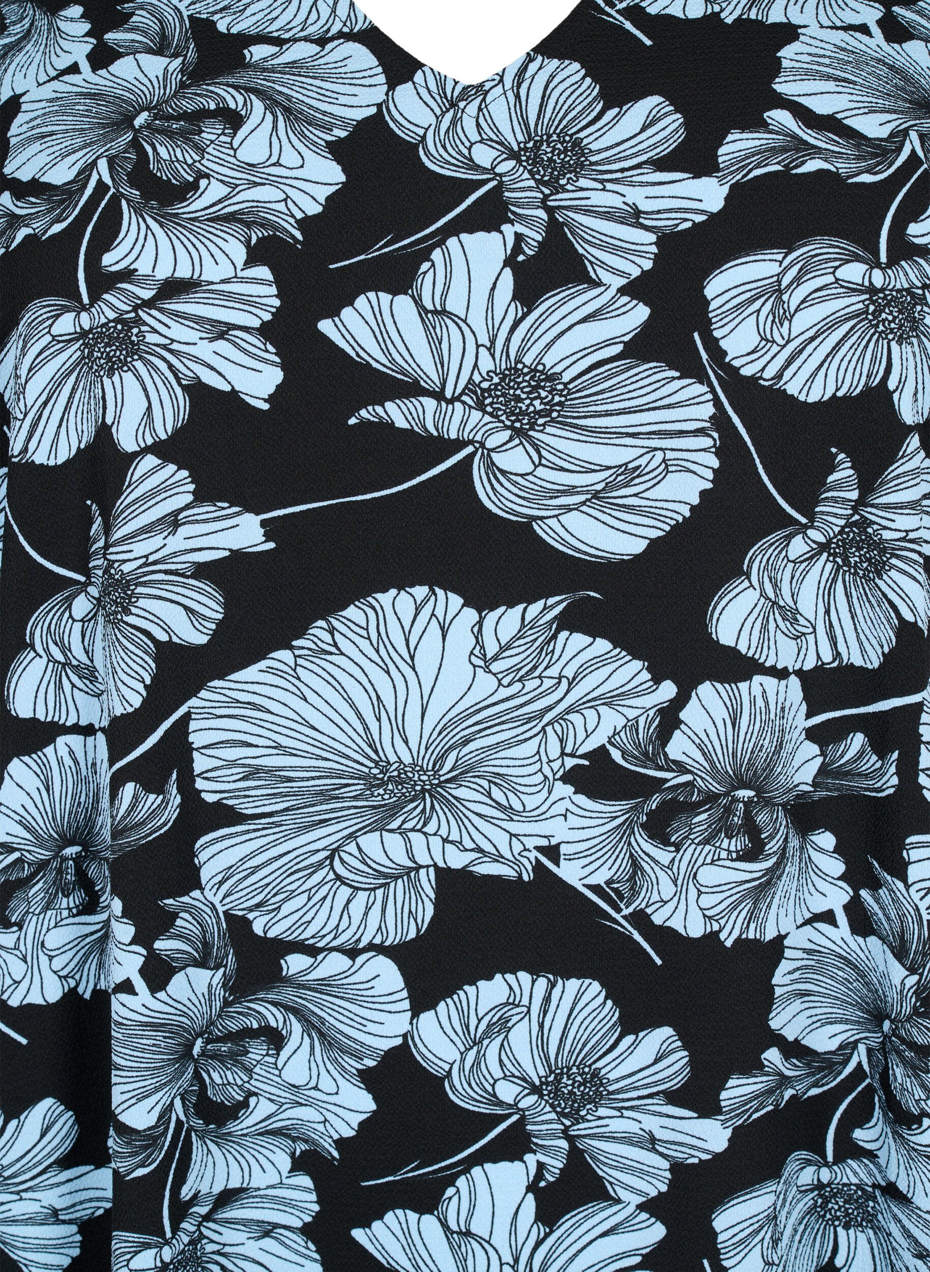 Zizzi Jurk met V-hals en print, Black B. Flower AOP, Packshot image number 2