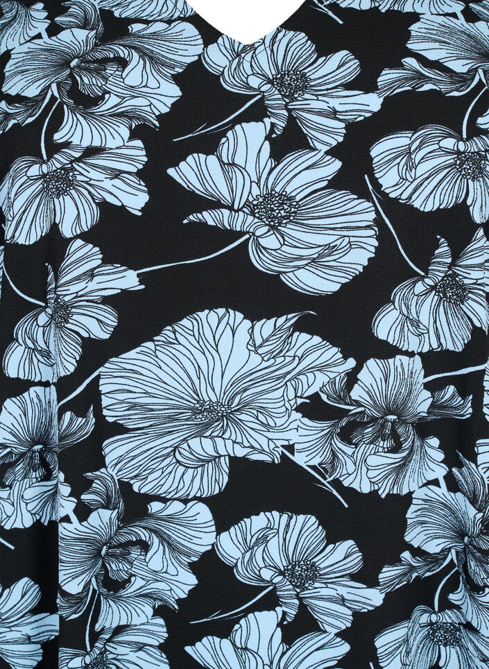 Jurk met V-hals en print, Black B. Flower AOP, Packshot image number 2