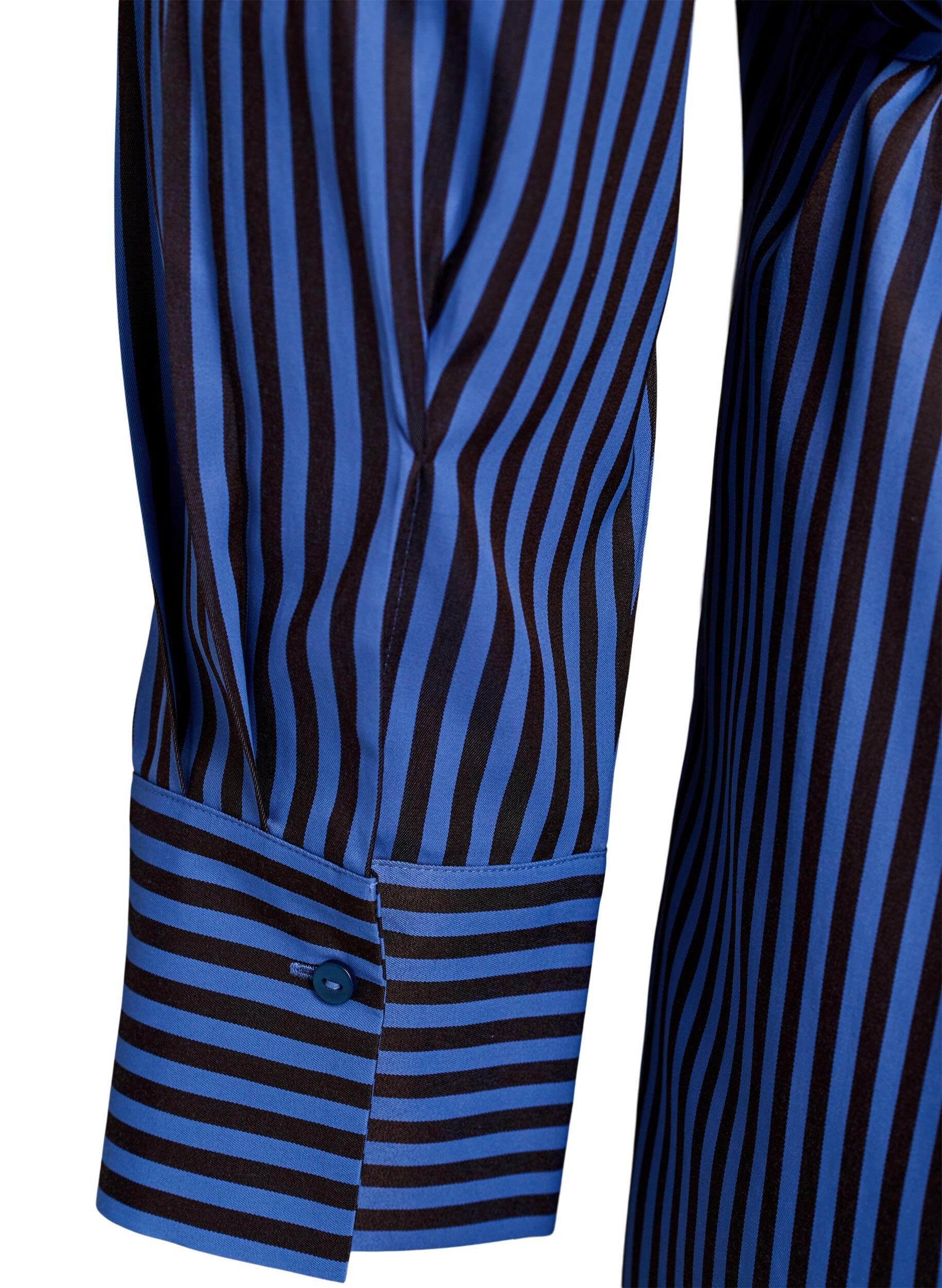 ZizziGestreept shirt met wikkel-effect en een strikceintuur, Blauw, Packshot image number 4