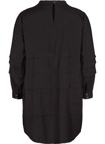 Viscose jurk met lange mouwen, Black, Packshot image number 1