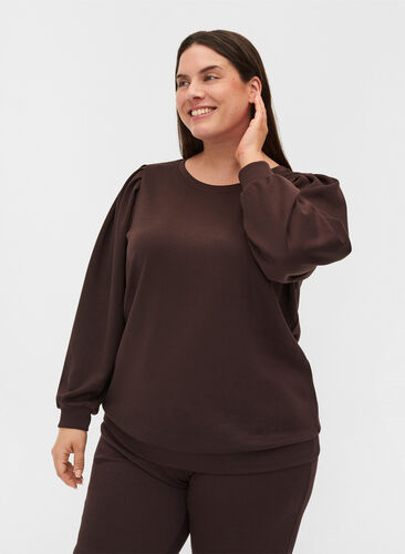 Sweatshirt met ronde hals en ballonmouwen, Molé, Model image number 0