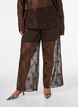 Mesh broek met bloemenborduursels en pailletten, Bruin, Model image number 2