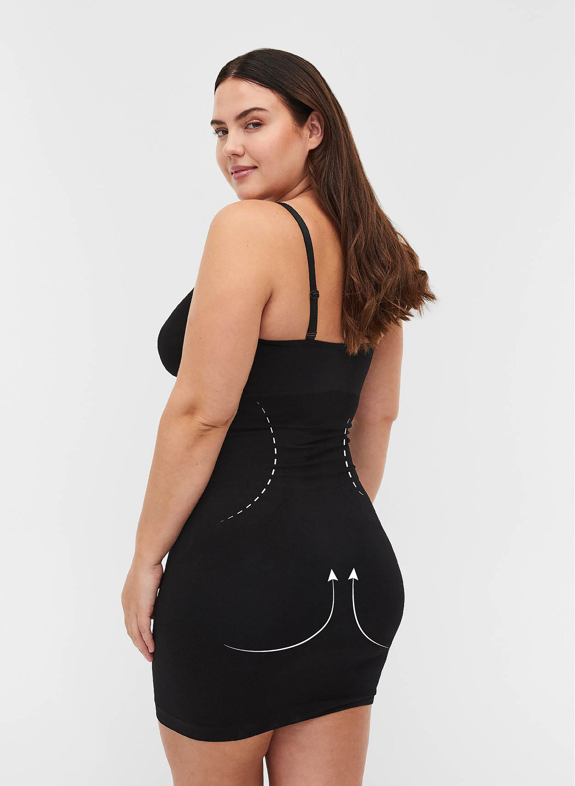 Zizzi Shapewear jurk met dunne bandjes, Zwart, Model image number 1