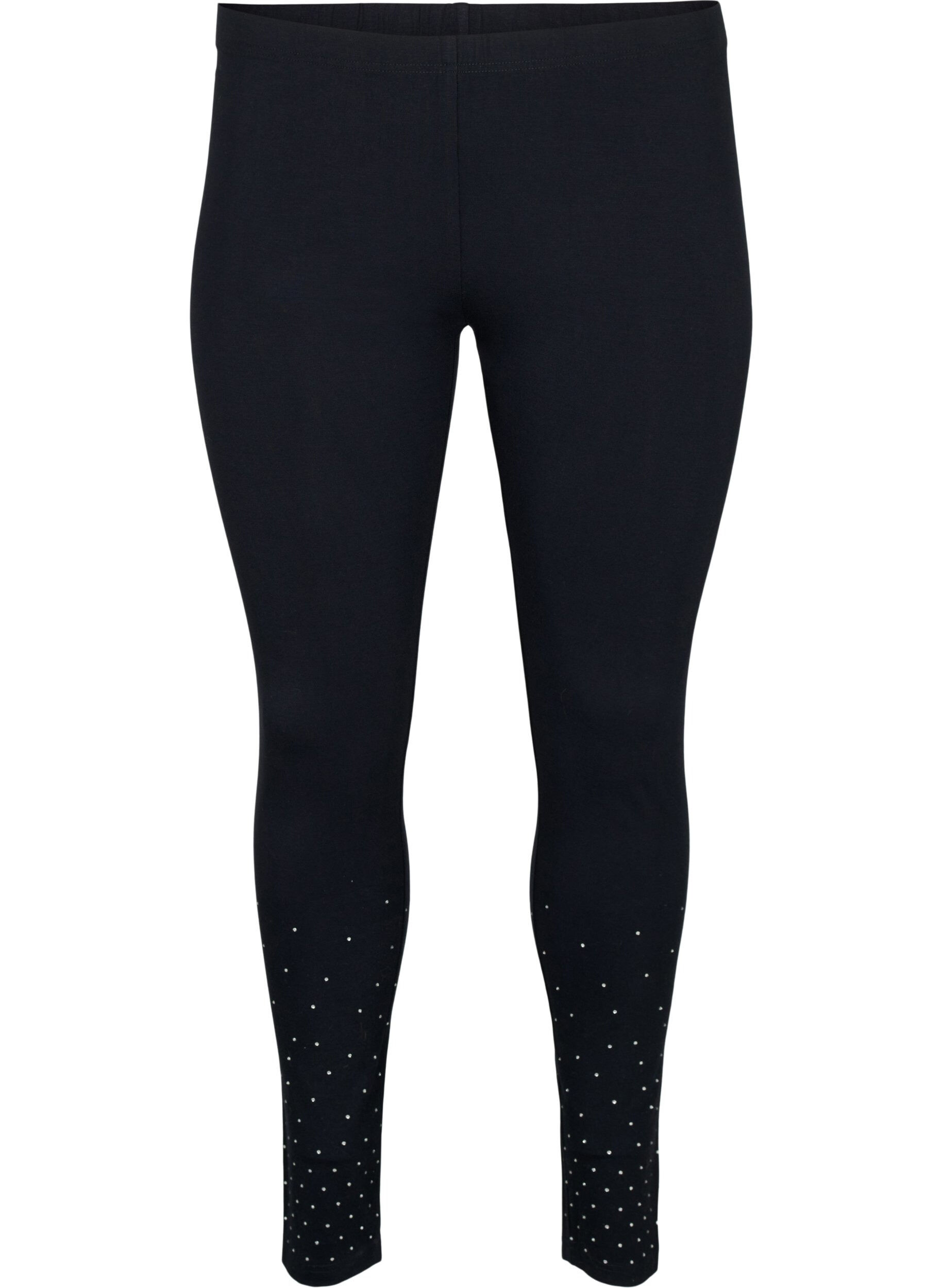 Zizzi Viscose legging met stippen, Black, Packshot image number 0