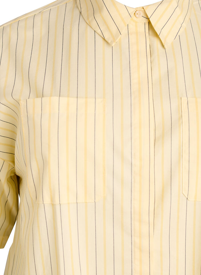 Gestreepte blouse in een los pasvorm, Geel, Packshot image number 2