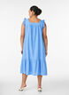 Midi-jurk in katoen met ruches, Blauw, Model image number 1
