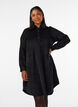 Corduroy overhemdjurk met kraag en knoopsluiting, Zwart, Model image number 0