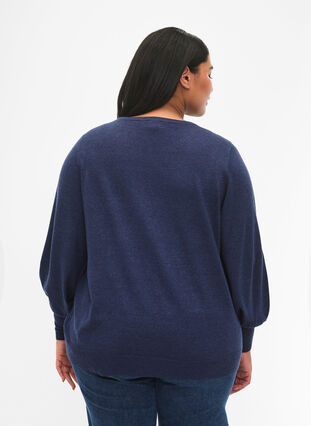 Gebreide blouse van viscose met ballonmouwen, Dress Blues Mel., Model image number 1