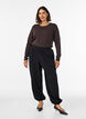 Basic T-shirt met lange mouwen en ronde hals, Bruin, Model image number 1