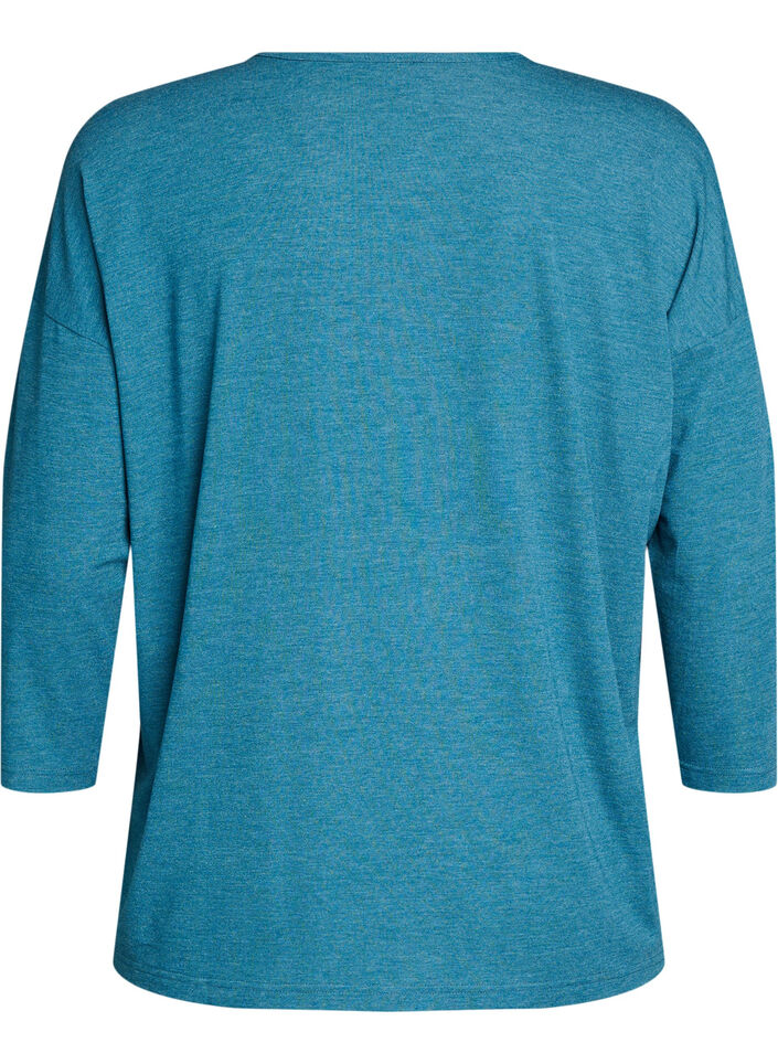 Jersey blouse met 3/4 mouwen, Blauw, Packshot image number 1