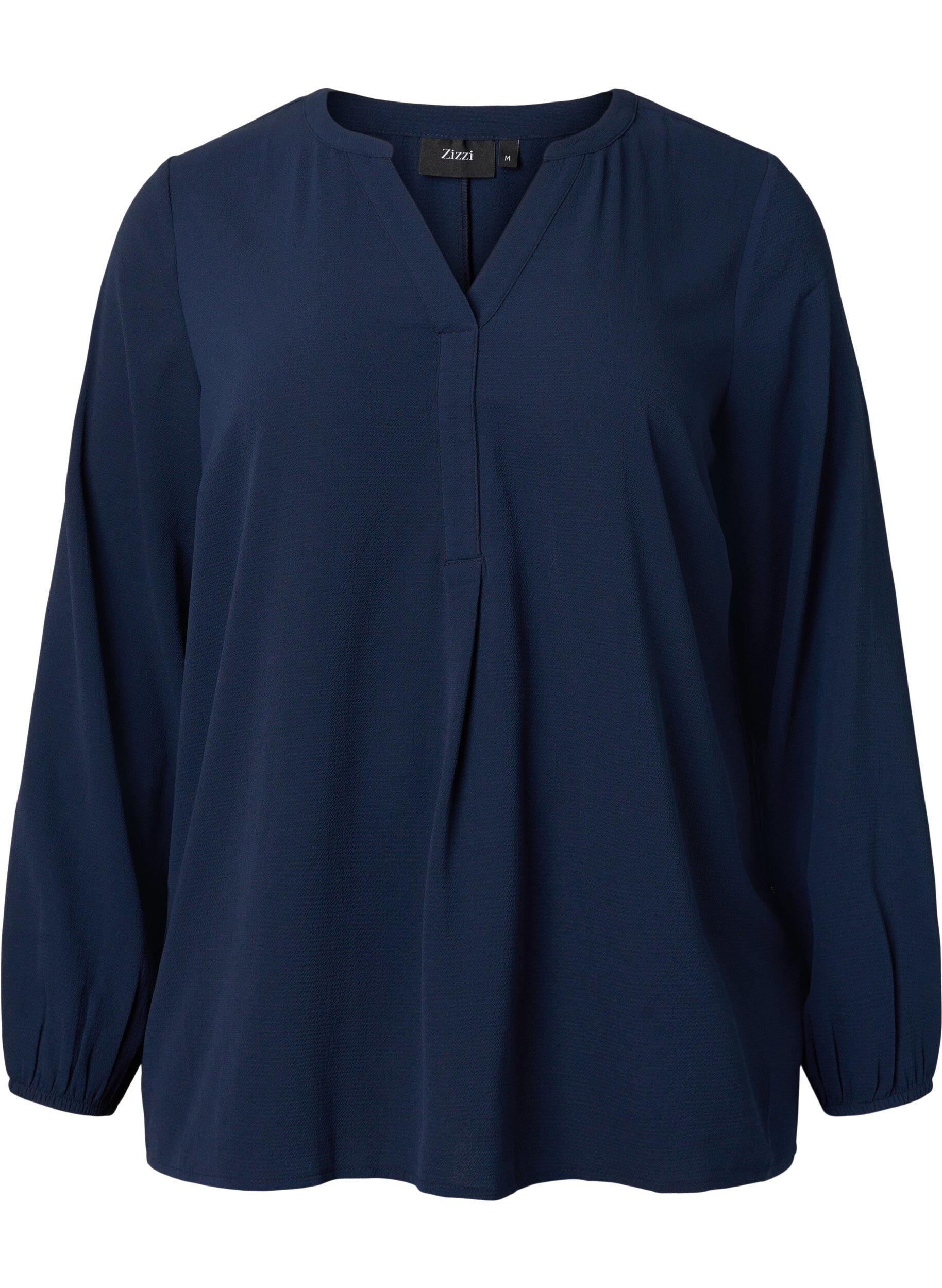 Zizzi Effen blouse met v-hals, Navy Blazer, Packshot image number 0