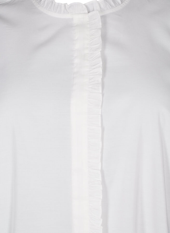 Overhemdblouse met ruches en broderie anglaise, Wit, Packshot image number 2