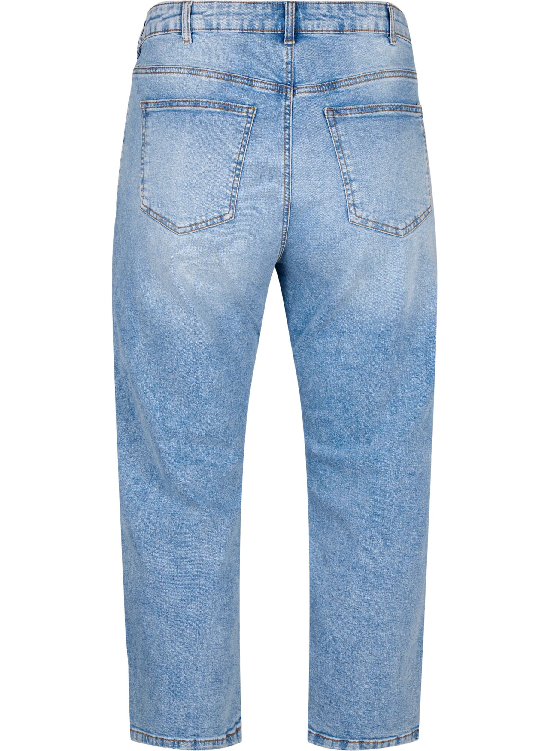 Zizzi Cropped Vera jeans met destroy details	, Blue Denim, Packshot image number 1