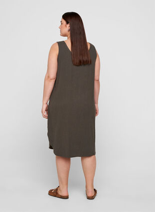 Mouwloze katoenen jurk met a-lijn, Khaki As sample, Model image number 1