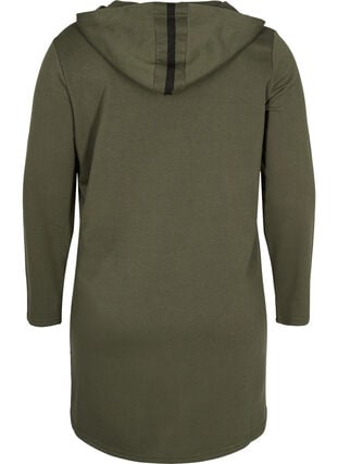Lang sweatshirt met v-hals en capuchon, Ivy Green, Packshot image number 1