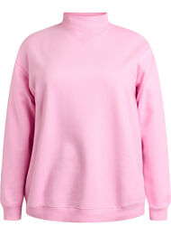 Sweatshirt met hoge kraag en lange mouwen, Roze
