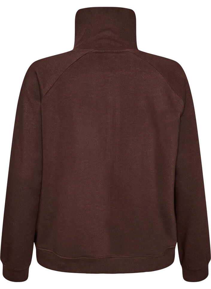 Sweatvest met hoge kraag en rits, Bruin, Packshot image number 1