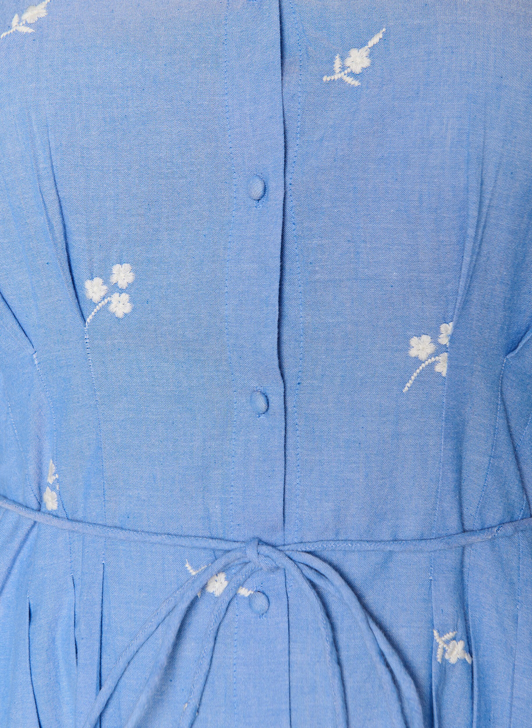 ZizziKatoenen overhemdjurk met geborduurde bloemen, Blauw, Packshot image number 2