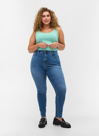 Bea jeans met extra hoge taille, Blue denim, Model