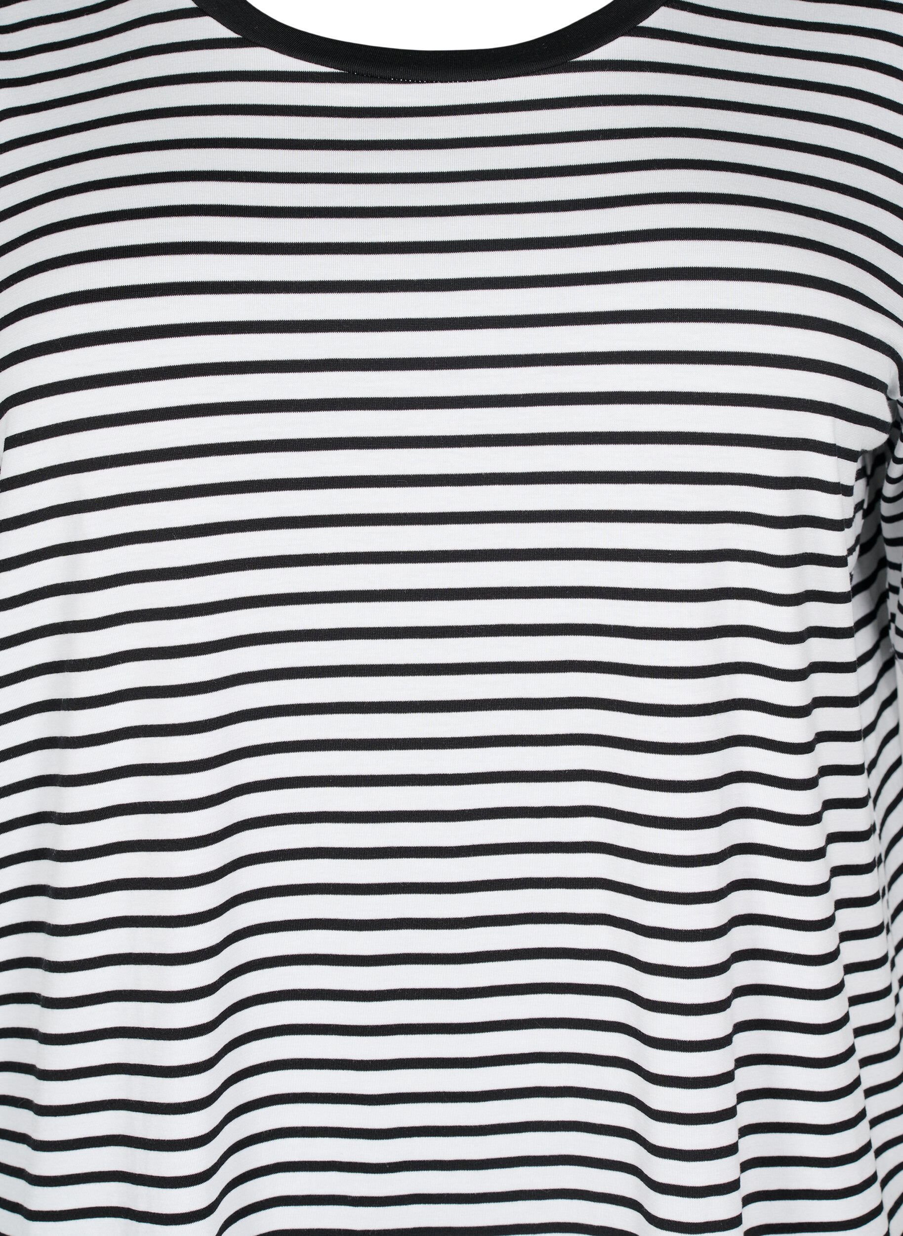ZizziT-shirt met TENCEL&trade; Lyocell en strepen, Wit, Packshot image number 2