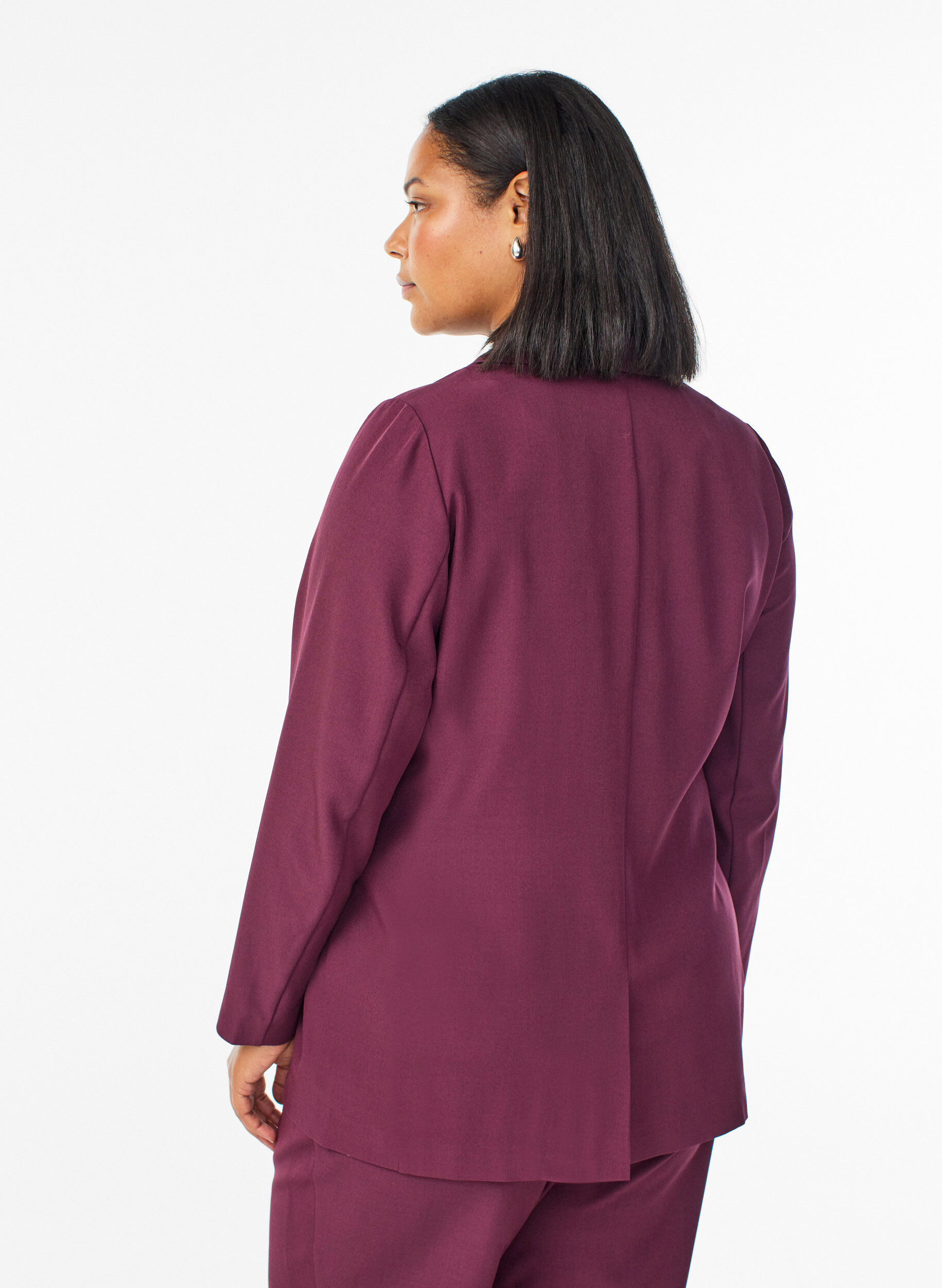 Zizzi FLASH - Blazer met zakken en splitjes, Donker Bordeaux, Model image number 2
