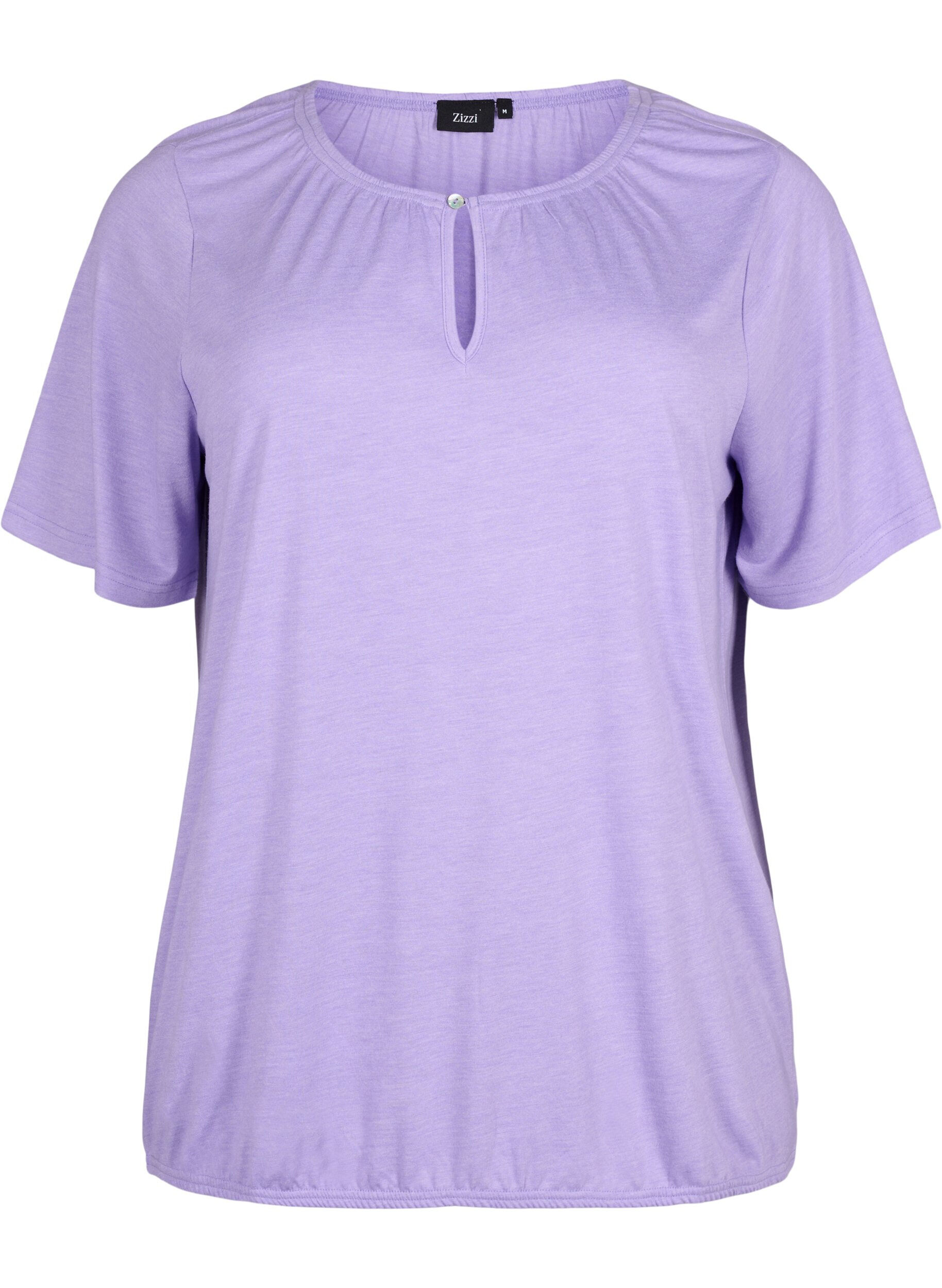 Zizzi Melange Blouse met korte mouw, Violet Tulip Mel., Packshot image number 0